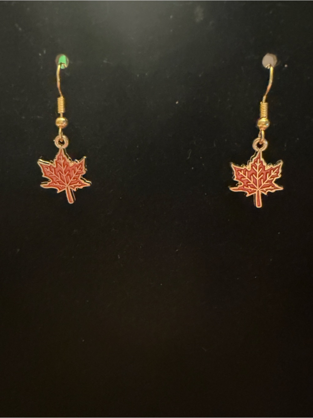 🎇Multi🎇Gold-Tone Red Maple Leaf Drop Earrings (3/$15)